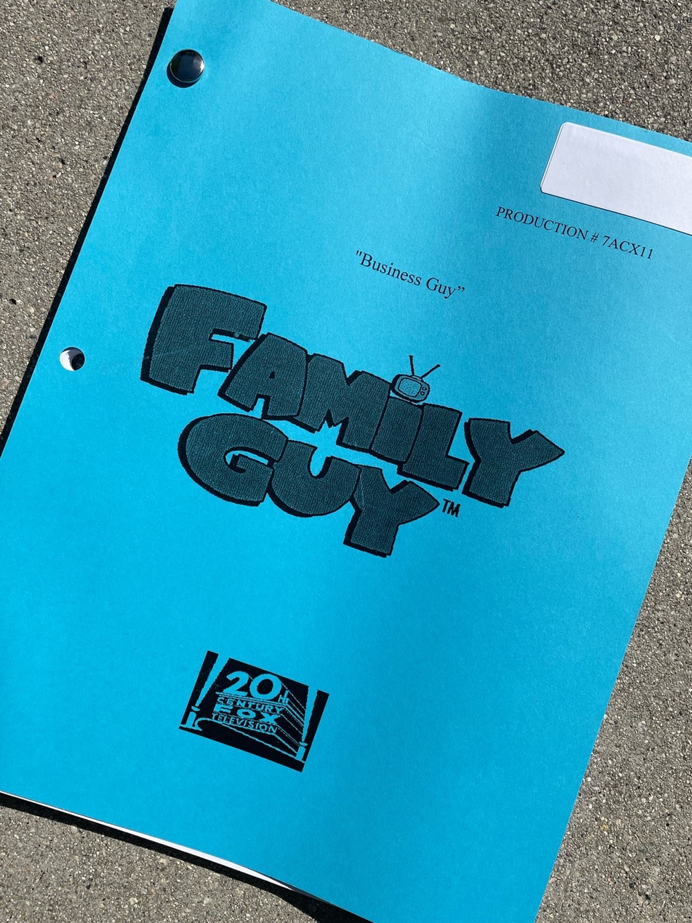 Family Guy 2008 Business Guy Original Production Used Table Draft Script